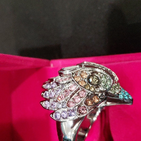 KURT GEIGER LONDON SILVERTONE EAGLE RING SIZE 8 - Picture 8 of 11